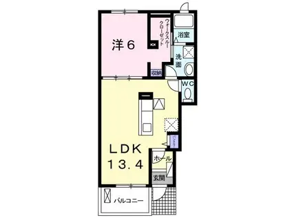 ラハナII(1LDK/1階)の間取り写真