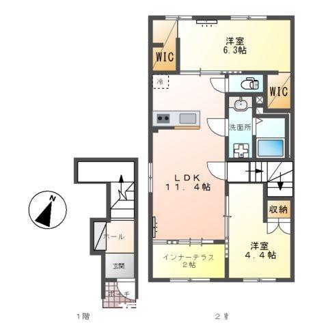 サンヴィア(2LDK/2階)の間取り写真