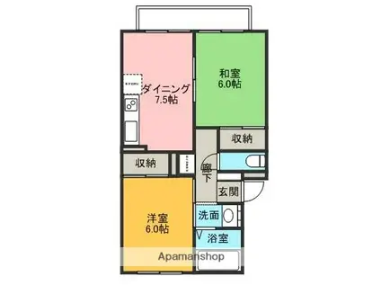 ハウゼスMT(2DK/2階)の間取り写真