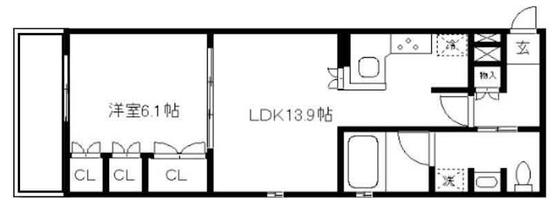 リーガル京都河原町四条南(1LDK/2階)の間取り写真