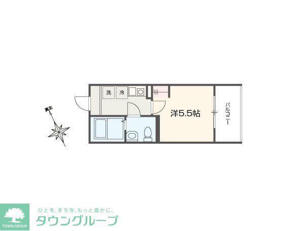MELLAS相模原(1K/1階)の間取り写真