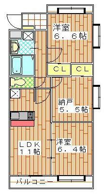 リュクス(2SLDK/3階)の間取り写真