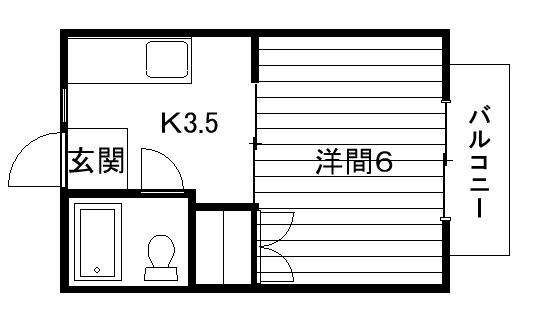 ひかりコーポ(1K/2階)の間取り写真