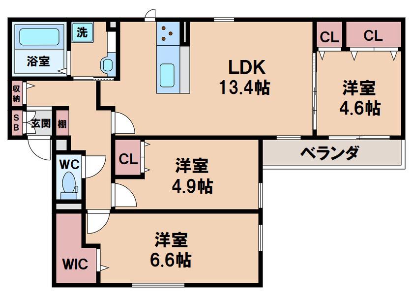 ダイヤモンドフジ天王寺東ゴールド(3LDK/1階)の間取り写真