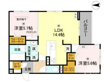 フォレストガーデン北花田(2LDK/1階)の間取り写真