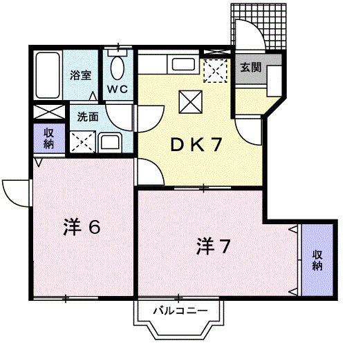 アスタナ(2DK/1階)の間取り写真