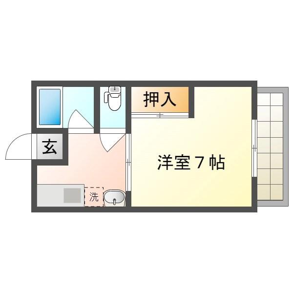 アルソーレ城北参番館(1K/2階)の間取り写真