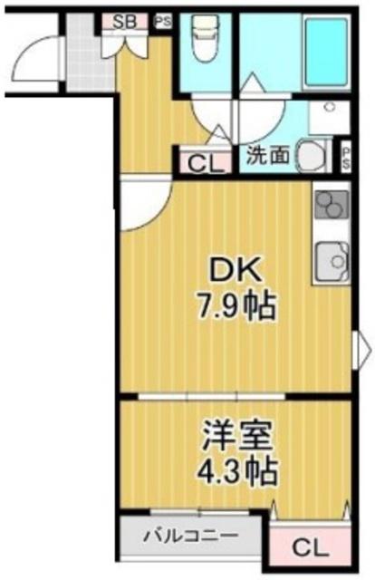LA-CREA LKS(1DK/1階)の間取り写真