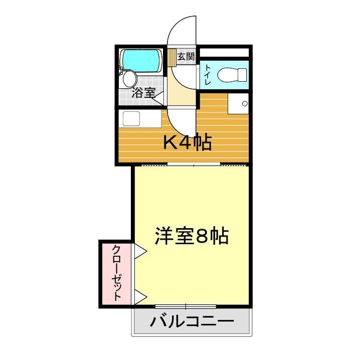 ラフィネ一の宮(1K/5階)の間取り写真