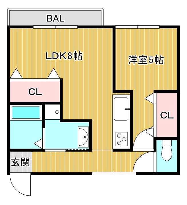 Fコーポ(1LDK/2階)の間取り写真