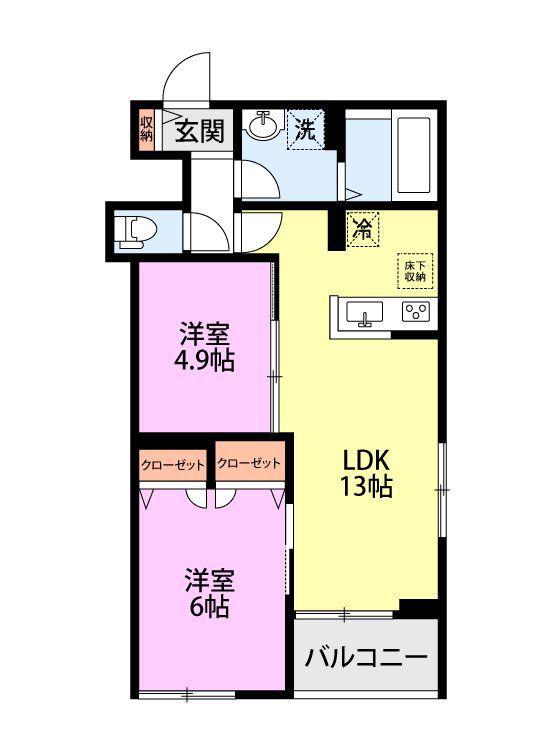 日野市百草AP(2LDK/1階)の間取り写真