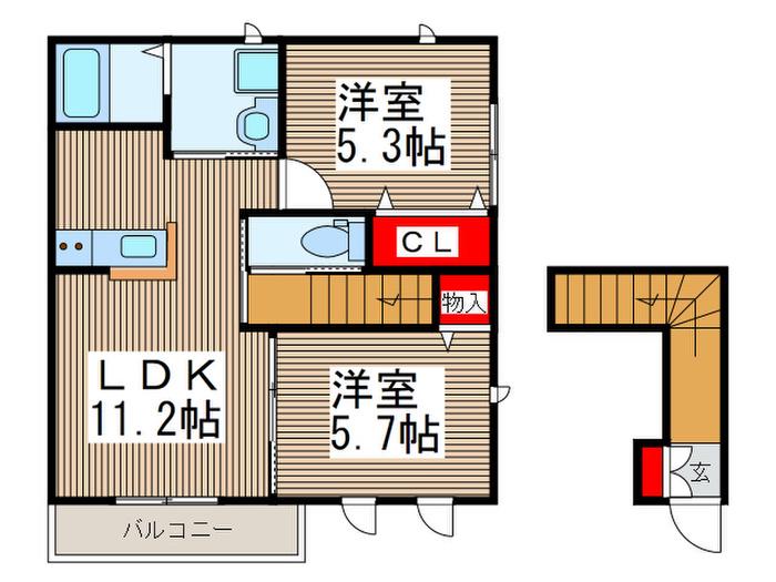 アリビオ(2LDK/2階)の間取り写真