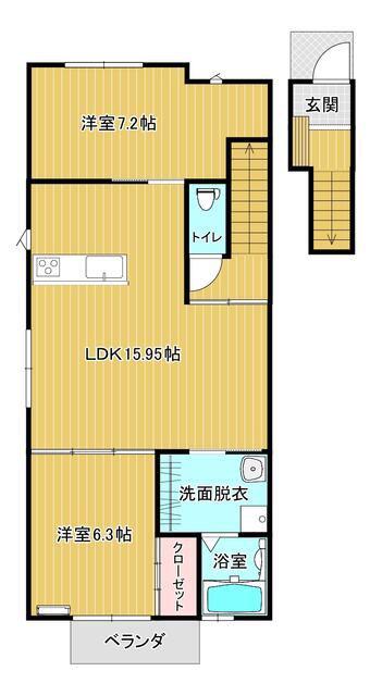 フェリシティ萩原(2LDK/2階)の間取り写真