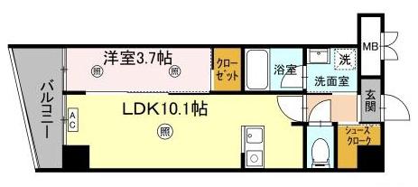 D-ROOM安謝DW(1LDK/3階)の間取り写真