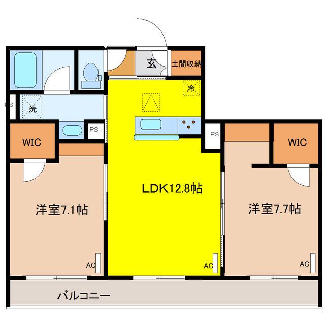シーバン・フォス(2LDK/1階)の間取り写真