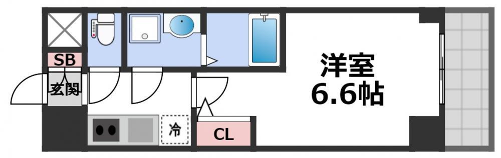エスリード大阪上本町グリーズ(1K/3階)の間取り写真