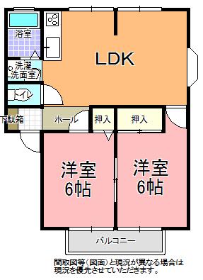 グッド・ビレッジ A棟(2LDK/1階)の間取り写真