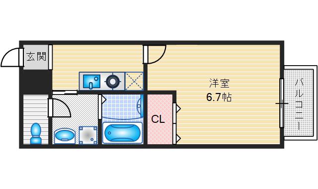 アンプルールMILLE(1K/1階)の間取り写真