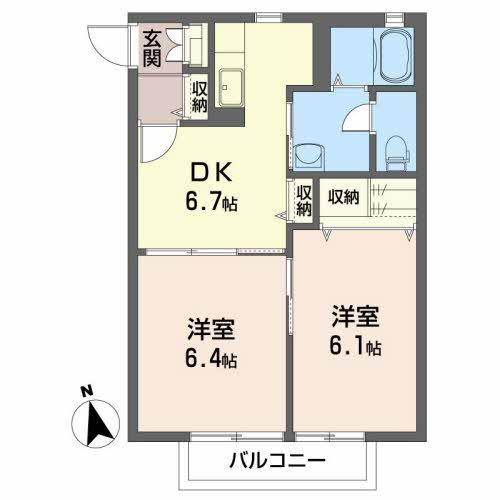 セフィラ旭 A棟(2DK/2階)の間取り写真