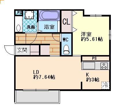 ベラフォレスタ(1LDK/2階)の間取り写真