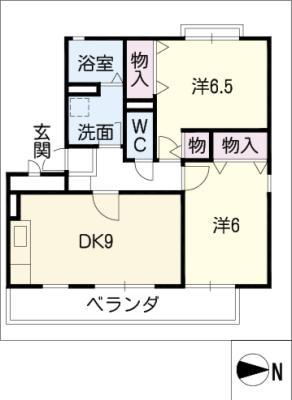ドミール川本(2DK/2階)の間取り写真