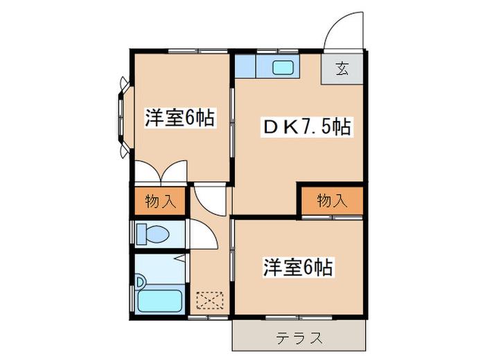 ドエル サルビア(2DK/1階)の間取り写真