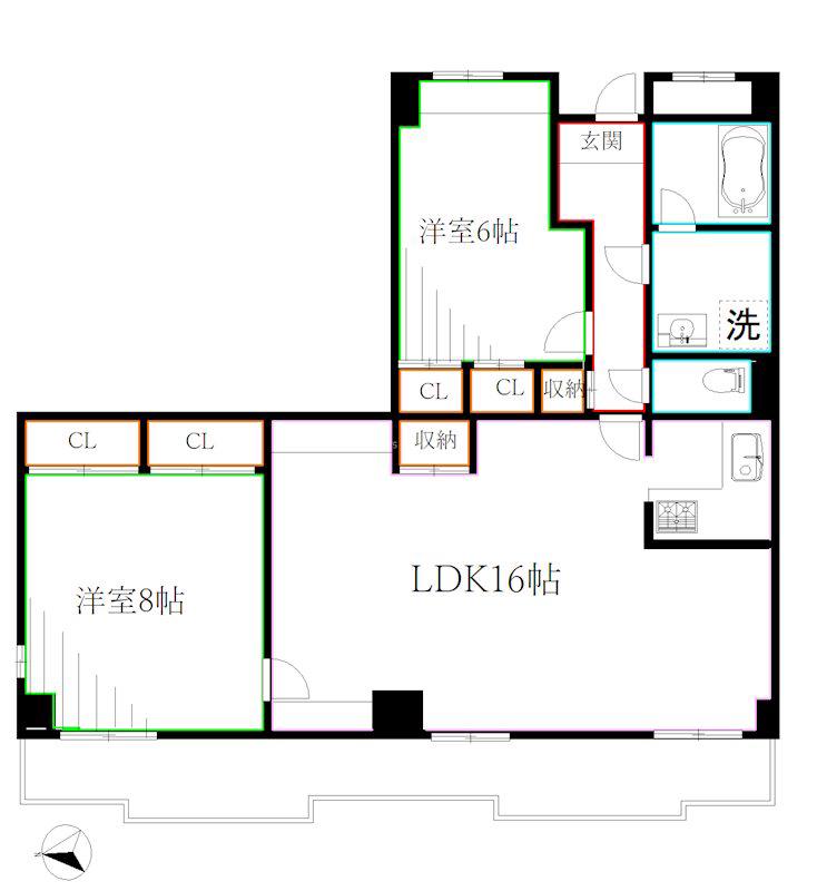 第一飛翔ビル(2LDK/7階)の間取り写真