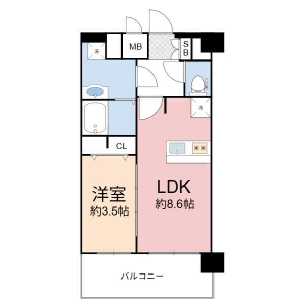 プレサンス京橋GREEN YARDアルミラ(1LDK/8階)の間取り写真