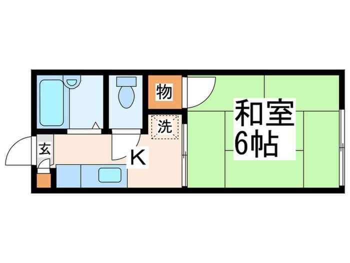 ドリームハイツ江原町A棟(1K/2階)の間取り写真