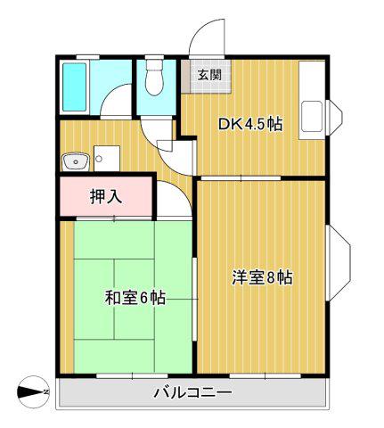 アルテック60(2DK/2階)の間取り写真