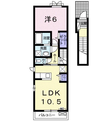 ベルフィオーレA(1LDK/2階)の間取り写真