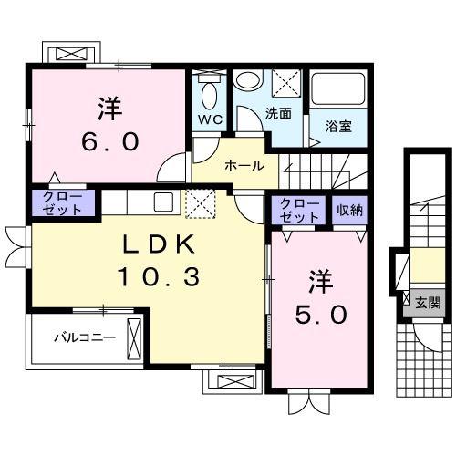 エバーグレーズ(2LDK/2階)の間取り写真
