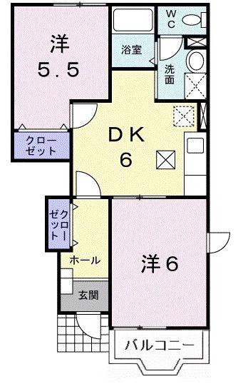 ヒルサイド・テラス(2DK/1階)の間取り写真