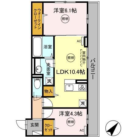 ルシオル鞘ヶ谷(2LDK/3階)の間取り写真