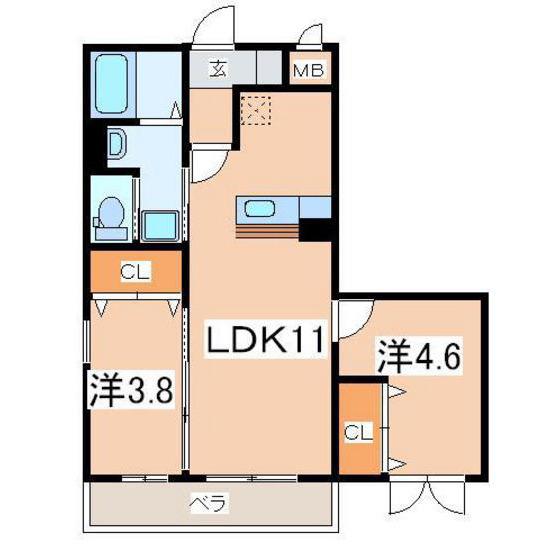 ロジェ・ボアソナード(2LDK/3階)の間取り写真
