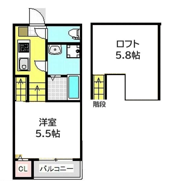 I-STATE河原町(1K/1階)の間取り写真