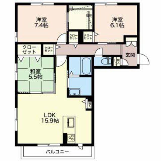 マストタウン神道寺 B棟(3LDK/3階)の間取り写真