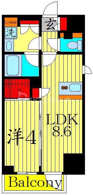 ジオエント池袋(1LDK/13階)の間取り写真