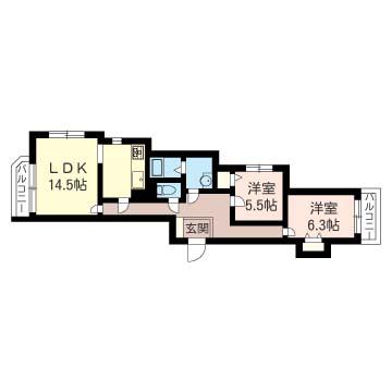 ユーロハイツ天沼(2LDK/3階)の間取り写真