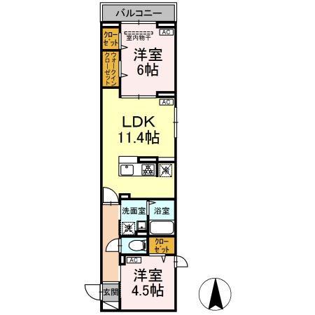 セレスティア大谷田V(2LDK/3階)の間取り写真