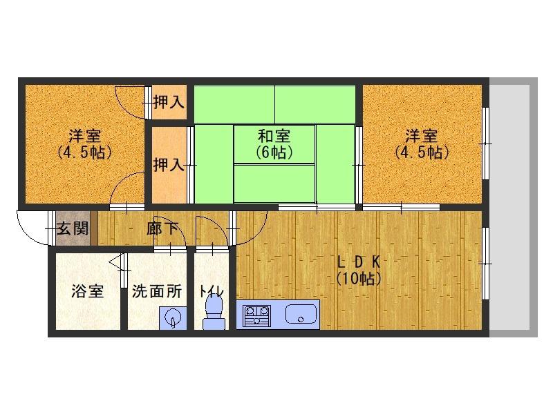 メゾンタイム北(3LDK/1階)の間取り写真