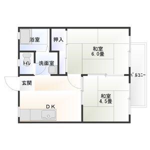 パナハイツ天神山(2DK/1階)の間取り写真
