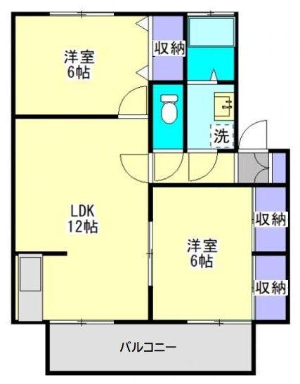 セジュールウエストA(2LDK/2階)の間取り写真