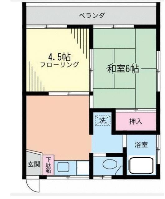 新百合ハイツB棟(2DK/2階)の間取り写真