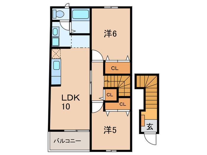 コートヤードV(2LDK/2階)の間取り写真