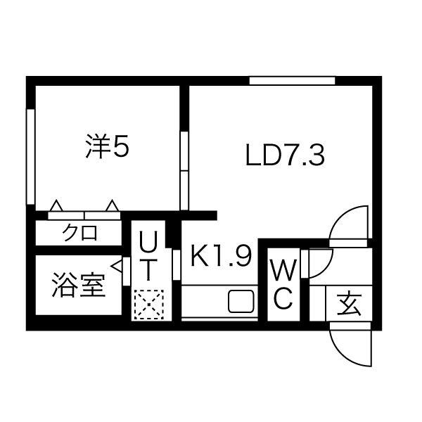 RUGGER西町(1LDK/4階)の間取り写真