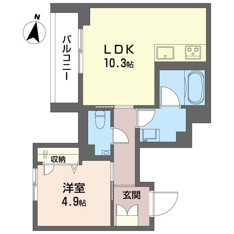 グランリュクス中野坂上(1LDK/2階)の間取り写真