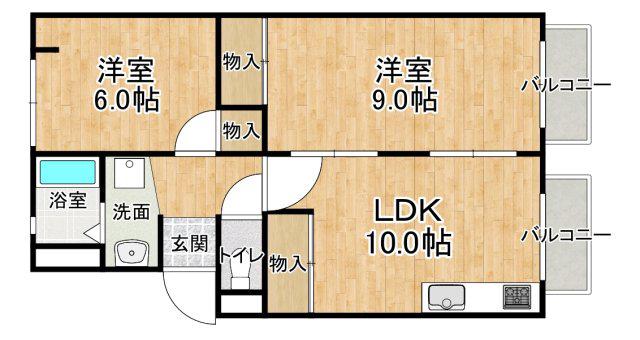 グリーンハイツ白川(2LDK/2階)の間取り写真