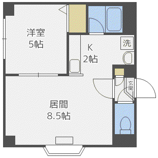 アクアボーン菊水(1LDK/3階)の間取り写真