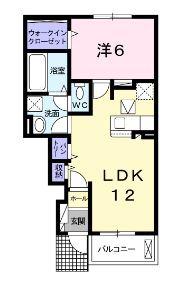 フラン アンジュII(1LDK/1階)の間取り写真